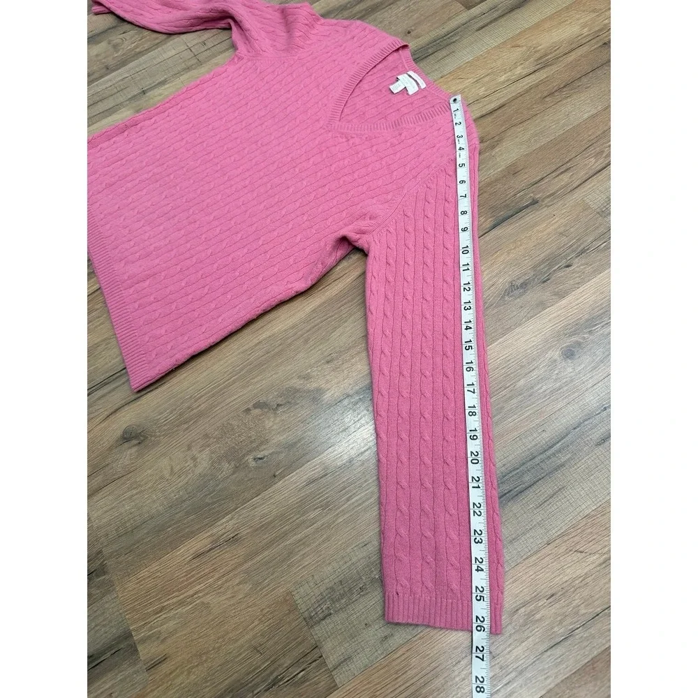 Charter Club 100% Cashmere Pink Cable Knit‎ V-Neck Sweater Petite PS